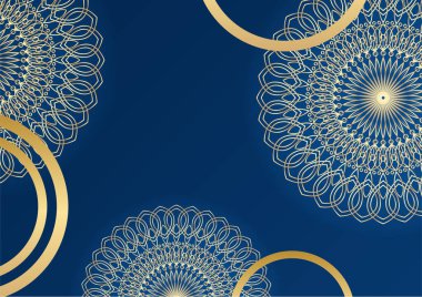 Altın ve mavi süslemeli mandala arkaplanı