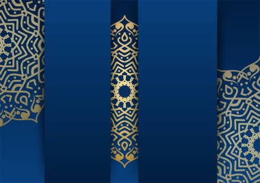 Altın ve mavi süslemeli mandala arkaplanı