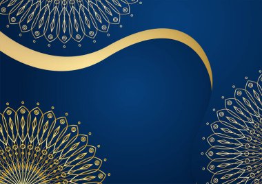 Altın ve mavi süslemeli mandala arkaplanı