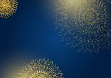 Altın ve mavi süslemeli mandala arkaplanı