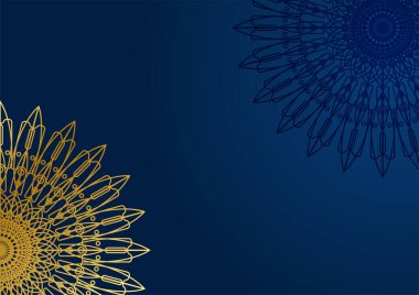 Altın ve mavi süslemeli mandala arkaplanı