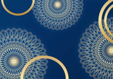 Altın ve mavi süslemeli mandala arkaplanı