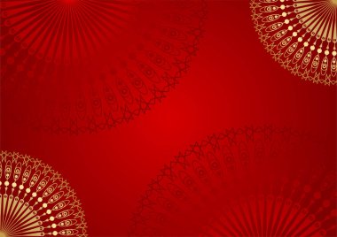 Altın ve kırmızı süslemeli mandala arka planı. Lüks mandala arka planında altın arabesk desenli Arap islami doğu tarzı. Baskı, poster, kapak, broşür, broşür, afiş için dekoratif mandala.