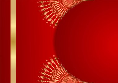 Altın ve kırmızı süslemeli mandala arka planı. Lüks mandala arka planında altın arabesk desenli Arap islami doğu tarzı. Baskı, poster, kapak, broşür, broşür, afiş için dekoratif mandala.