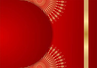 Altın ve kırmızı süslemeli mandala arka planı. Lüks mandala arka planında altın arabesk desenli Arap islami doğu tarzı. Baskı, poster, kapak, broşür, broşür, afiş için dekoratif mandala.