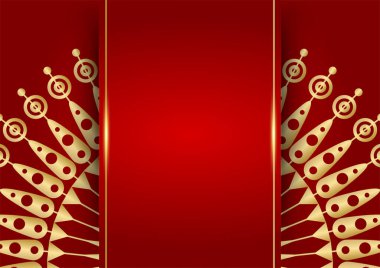Altın ve kırmızı süslemeli mandala arka planı. Lüks mandala arka planında altın arabesk desenli Arap islami doğu tarzı. Baskı, poster, kapak, broşür, broşür, afiş için dekoratif mandala.