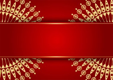 Altın ve kırmızı süslemeli mandala arka planı. Lüks mandala arka planında altın arabesk desenli Arap islami doğu tarzı. Baskı, poster, kapak, broşür, broşür, afiş için dekoratif mandala.