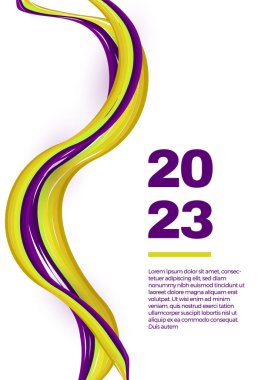 Mutlu 2023 yılı posteri. Etiketleme, afiş, kapak, davetiye kartı için tipografi geometrik logosu 2023.