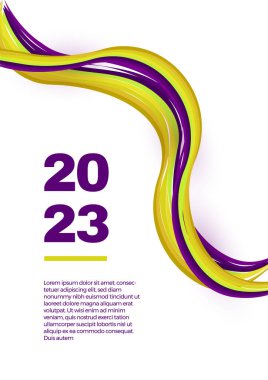 Mutlu 2023 yılı posteri. Etiketleme, afiş, kapak, davetiye kartı için tipografi geometrik logosu 2023.