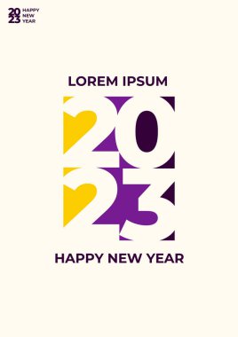 Mutlu yıllar 2023 afiş şablonu renkli numaralarla. 2023 Yeni Yıl Kutlaması Konsepti