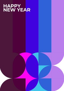 Mutlu yıllar 2023 afiş şablonu renkli numaralarla. 2023 Yeni Yıl Kutlaması Konsepti