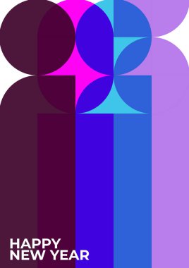 Mutlu yıllar 2023 afiş şablonu renkli numaralarla. 2023 Yeni Yıl Kutlaması Konsepti