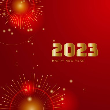 Mutlu yıllar 2023 kırmızı sosyal medya şablonu ve tebrik kartı tasarımı