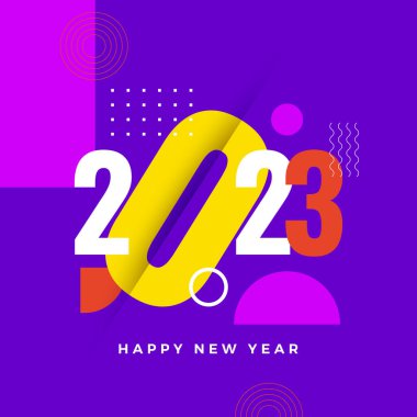 Mutlu yıllar 2023 sosyal medya şablonu ve tebrik kartı tasarımı