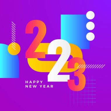 Mutlu yıllar 2023 sosyal medya şablonu ve tebrik kartı tasarımı