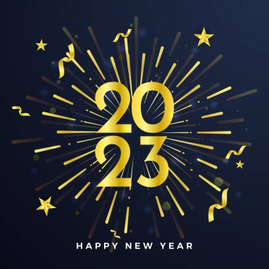 Mutlu yıllar 2023 sosyal medya şablonu ve tebrik kartı tasarımı