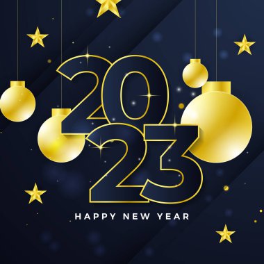 Mutlu yıllar 2023 sosyal medya şablonu ve tebrik kartı tasarımı