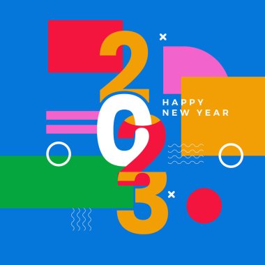 Mutlu yıllar 2023 sosyal medya şablonu ve tebrik kartı tasarımı