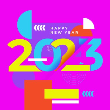 Mutlu yıllar 2023 sosyal medya şablonu ve tebrik kartı tasarımı