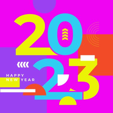 Mutlu yıllar 2023 sosyal medya şablonu ve tebrik kartı tasarımı