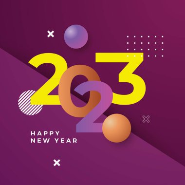 Mutlu yıllar 2023 sosyal medya şablonu ve tebrik kartı tasarımı