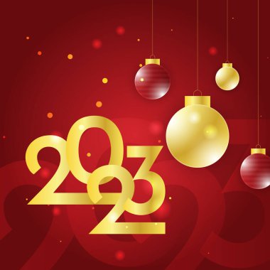 Mutlu yıllar 2023 kırmızı sosyal medya şablonu ve tebrik kartı tasarımı