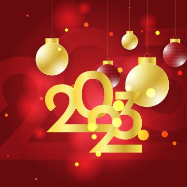 Mutlu yıllar 2023 kırmızı sosyal medya şablonu ve tebrik kartı tasarımı