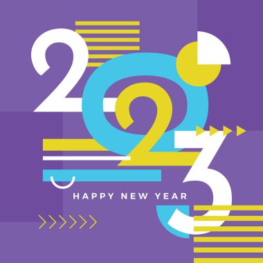 Mutlu yıllar 2023 sosyal medya şablonu ve tebrik kartı tasarımı
