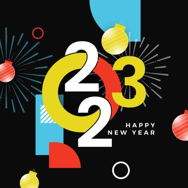 Mutlu yıllar 2023 sosyal medya şablonu ve tebrik kartı tasarımı