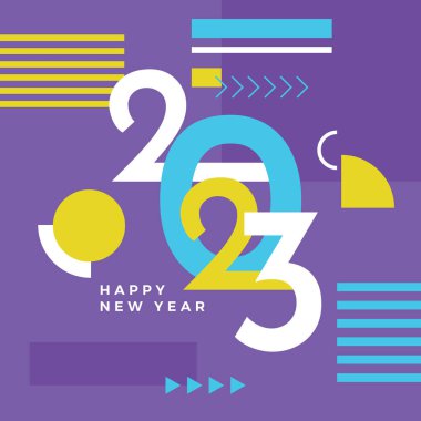 Mutlu yıllar 2023 sosyal medya şablonu ve tebrik kartı tasarımı