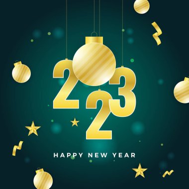 Mutlu yıllar 2023 Yeşil Altın Sosyal medya şablonu ve tebrik kartı tasarımı