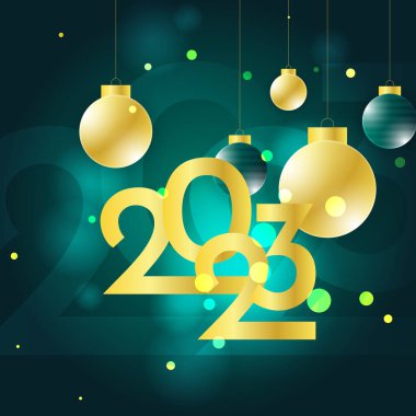 Mutlu yıllar 2023 Yeşil Altın Sosyal medya şablonu ve tebrik kartı tasarımı