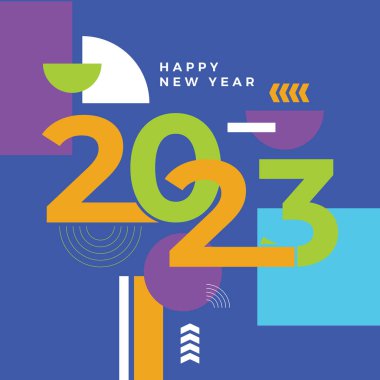 Mutlu yıllar 2023 sosyal medya şablonu ve tebrik kartı tasarımı