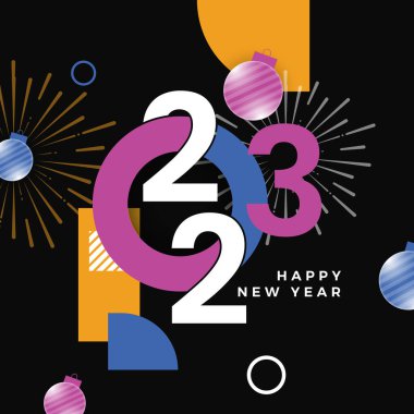 Mutlu yıllar 2023 sosyal medya şablonu ve tebrik kartı tasarımı