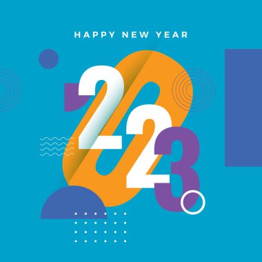 Mutlu yıllar 2023 sosyal medya şablonu ve tebrik kartı tasarımı