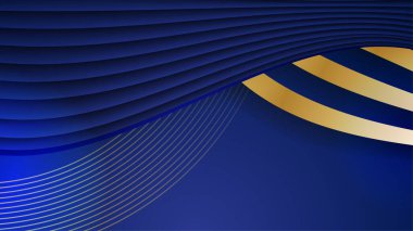 Lüks altın dalga eğri çizgileri olan soyut mavi arkaplan