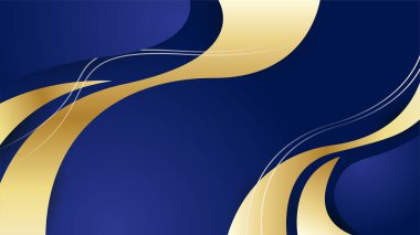 Lüks altın dalga eğri çizgileri olan soyut mavi arkaplan