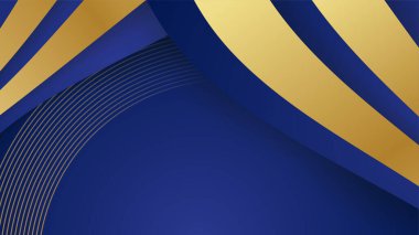 Lüks altın dalga eğri çizgileri olan soyut mavi arkaplan