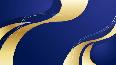 Lüks altın dalga eğri çizgileri olan soyut mavi arkaplan