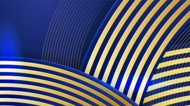 Lüks altın dalga eğri çizgileri olan soyut mavi arkaplan