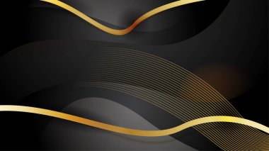 Altın çizgileri ve dalgaları olan zarif siyah arkaplan