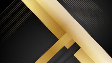 Altın çizgileri ve dalgaları olan zarif siyah arkaplan