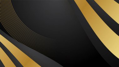 Altın çizgileri ve dalgaları olan zarif siyah arkaplan