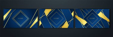 Soyut çokgen desenli lüks altın rengi koyu mavi