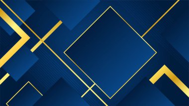 Modern lüks koyu mavi soyut arka plan altın çizgiler ve kareler
