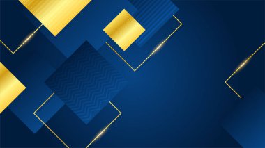 Modern lüks koyu mavi soyut arka plan altın çizgiler ve kareler
