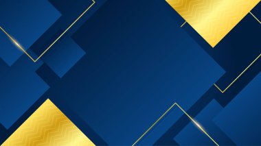 Modern lüks koyu mavi soyut arka plan altın çizgiler ve kareler