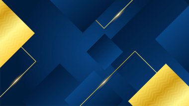 Modern lüks koyu mavi soyut arka plan altın çizgiler ve kareler