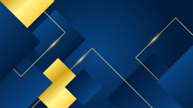 Modern lüks koyu mavi soyut arka plan altın çizgiler ve kareler