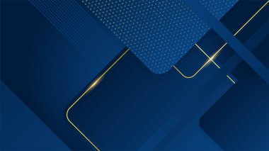 Modern lüks koyu mavi soyut arka plan altın çizgiler ve parıltılarla